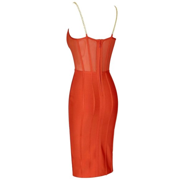 Strappy Gold Chain Bandage Dress - Picture 5 of 7